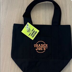 Trader Joe's Black Mini Tote Bag with Orange Logo